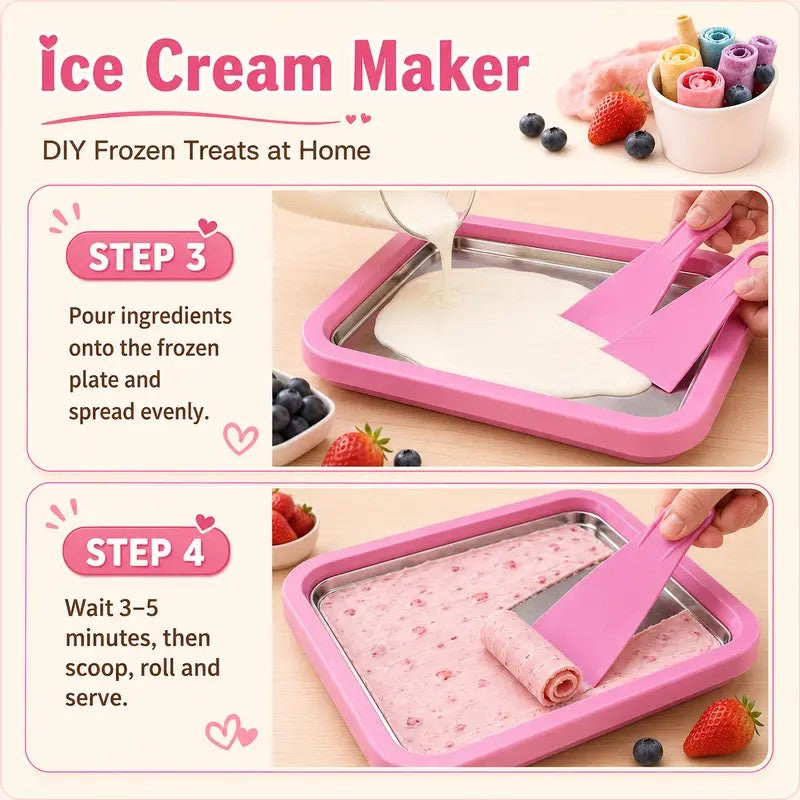 DIY Stainless Steel Rolled Ice Maker Pan with Scrapers