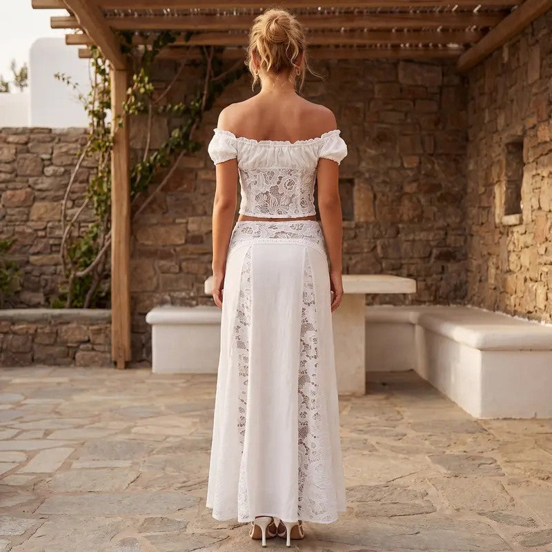White Lace 2-Piece Maxi Set