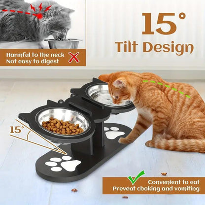 PurrTilt – Raised & Tilted Triple Bowl Cat Feeder