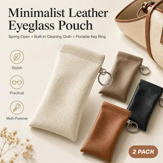 2PK Spring-Open Leather Eyeglass Pouch