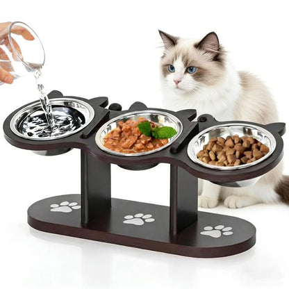 PurrTilt – Raised & Tilted Triple Bowl Cat Feeder