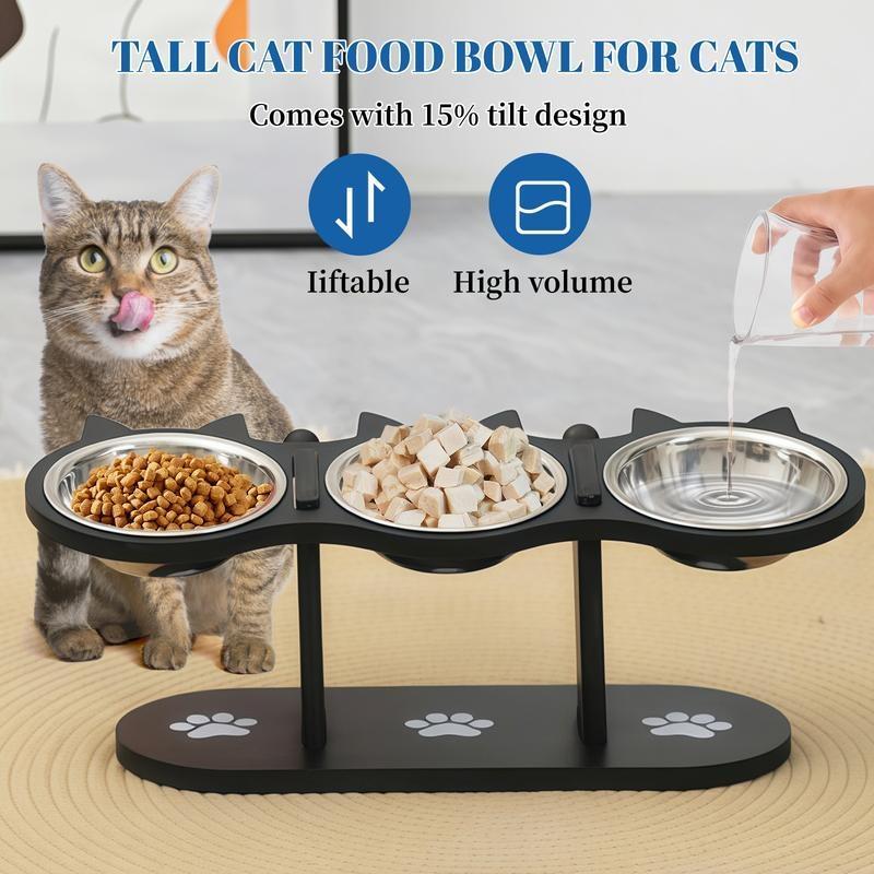 PurrTilt – Raised & Tilted Triple Bowl Cat Feeder