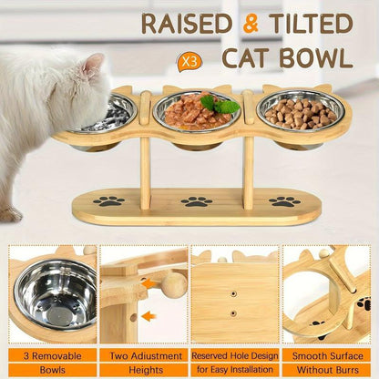 PurrTilt – Raised & Tilted Triple Bowl Cat Feeder