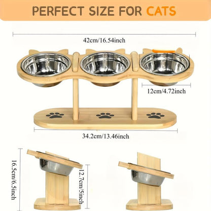 PurrTilt – Raised & Tilted Triple Bowl Cat Feeder