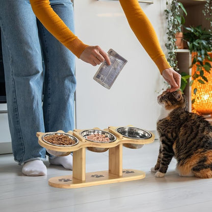 PurrTilt – Raised & Tilted Triple Bowl Cat Feeder