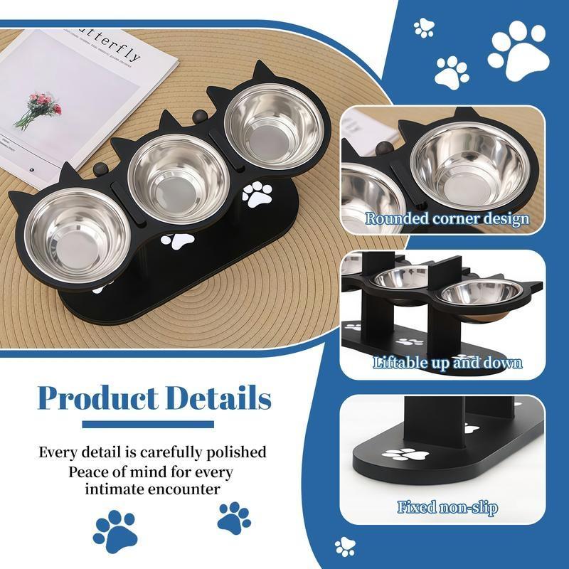 PurrTilt – Raised & Tilted Triple Bowl Cat Feeder