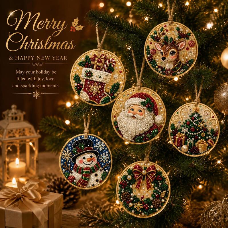 6PC DIY Diamond Art Christmas Ornament Kit
