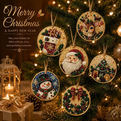 6PC DIY Diamond Art Christmas Ornament Kit