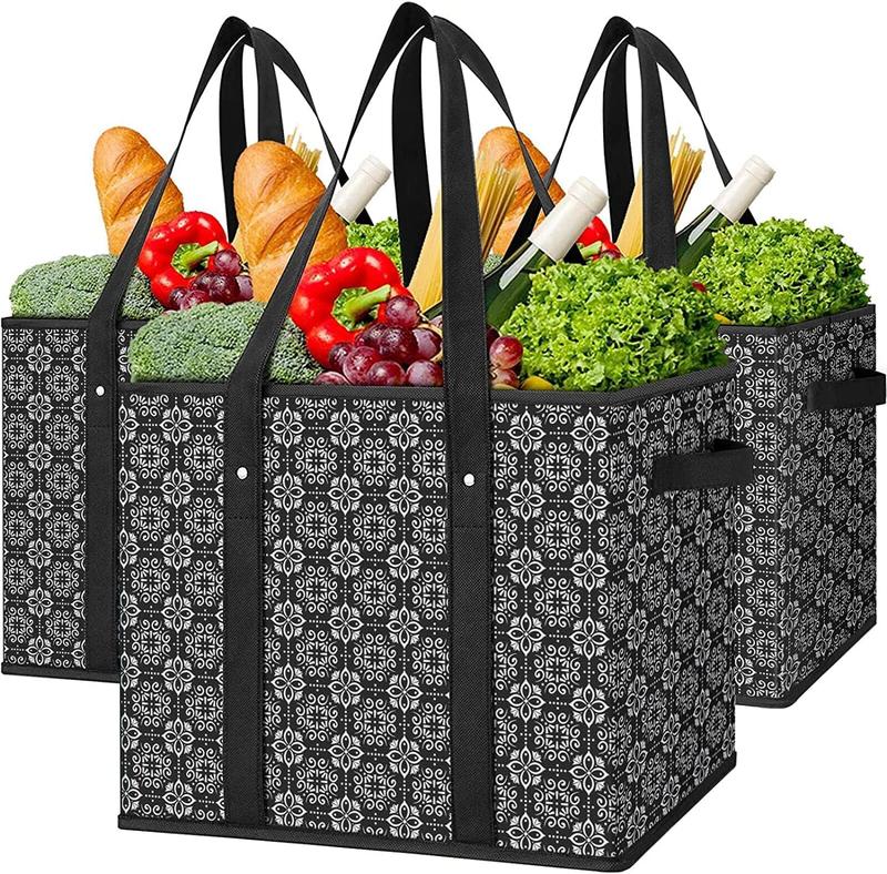 Collapsible Reusable Grocery Bags — Set of 3