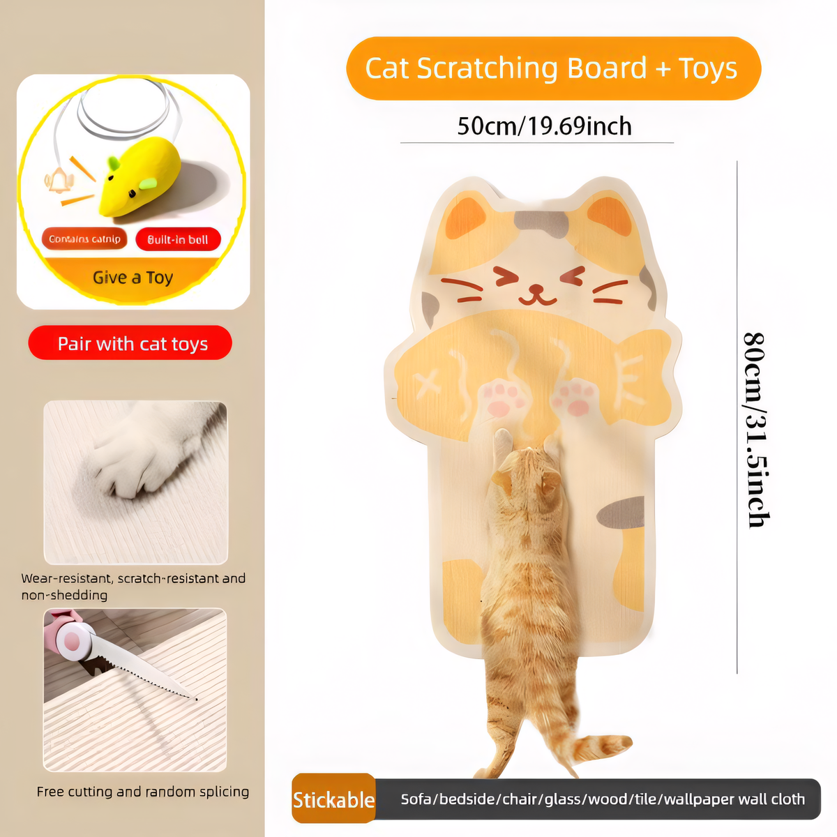 Stick-On Cat Scratching Board
