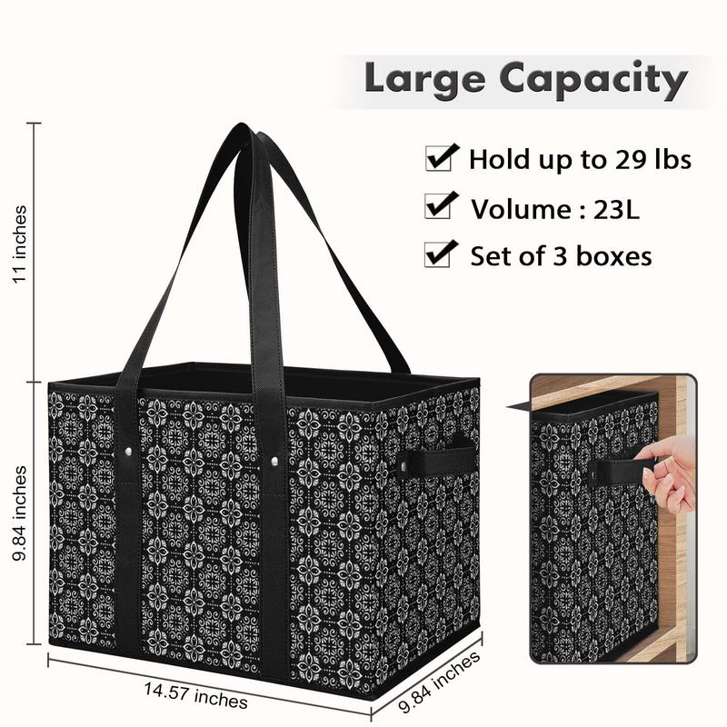 Collapsible Reusable Grocery Bags — Set of 3