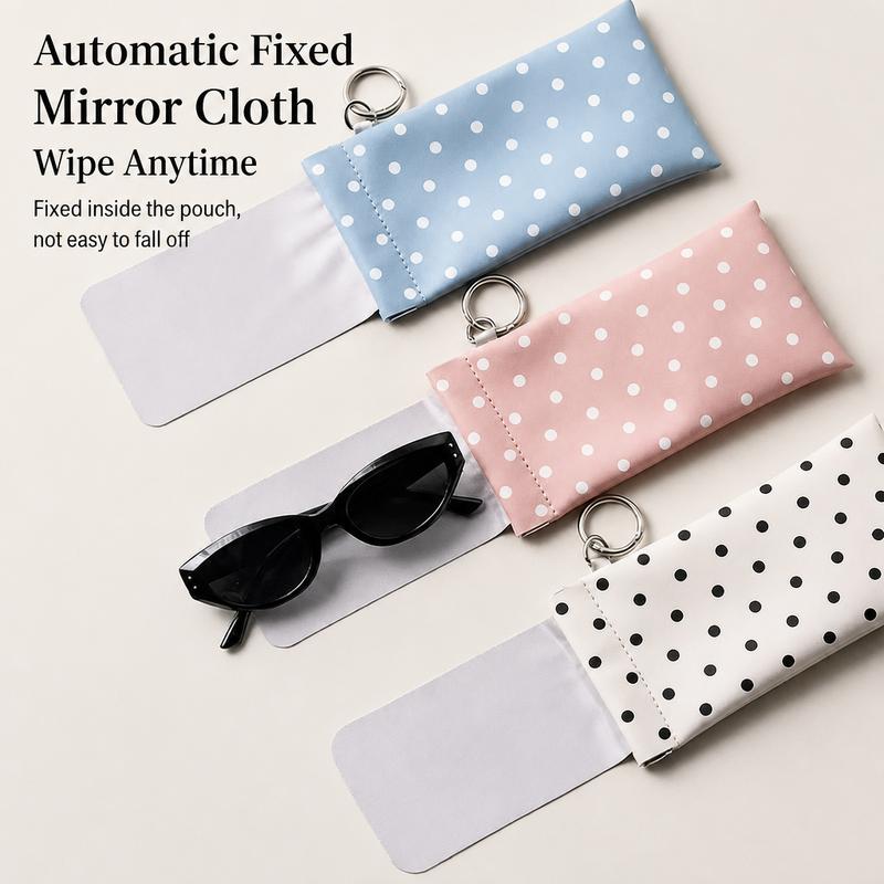 2PK Spring-Open Leather Eyeglass Pouch