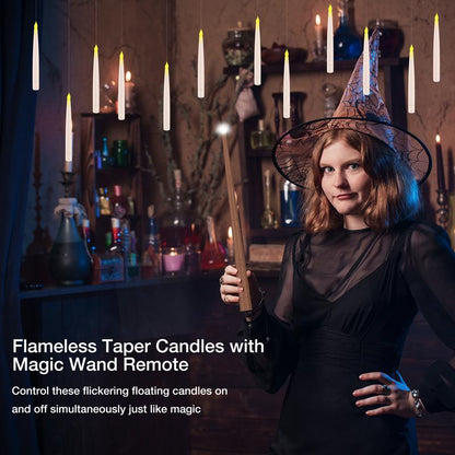 Floating Flameless Candles with Magic Wand Remote