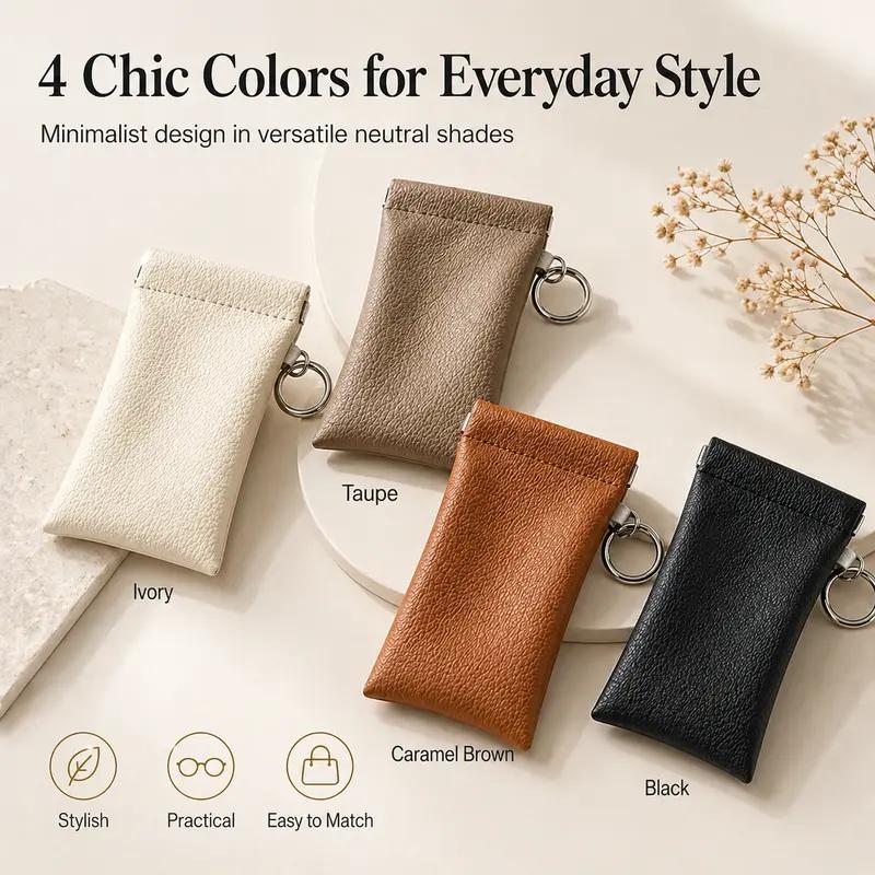 2PK Spring-Open Leather Eyeglass Pouch