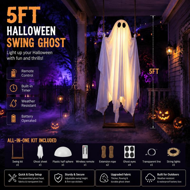 5FT Halloween Swing Ghost
