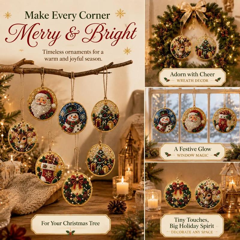 6PC DIY Diamond Art Christmas Ornament Kit
