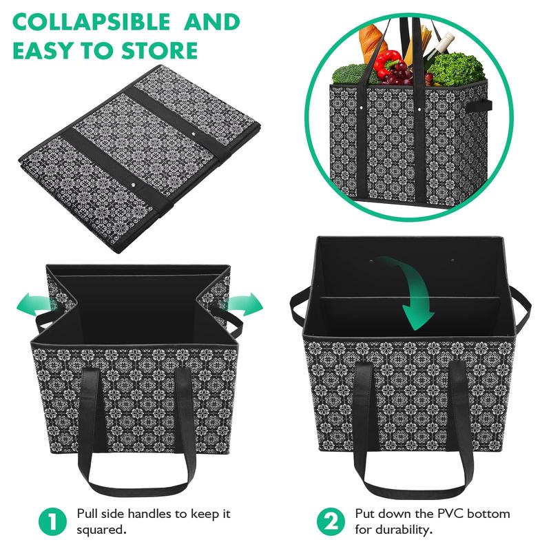 Collapsible Reusable Grocery Bags — Set of 3