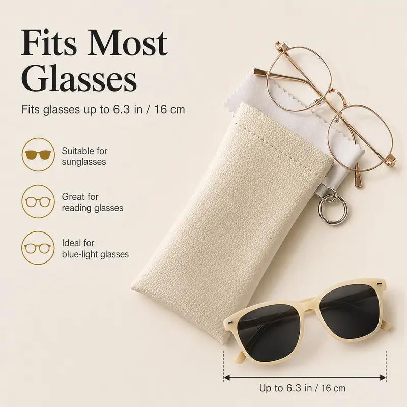 2PK Spring-Open Leather Eyeglass Pouch