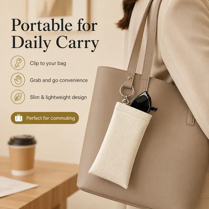 2PK Spring-Open Leather Eyeglass Pouch