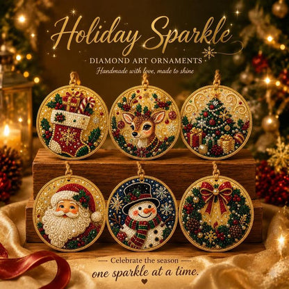 6PC DIY Diamond Art Christmas Ornament Kit