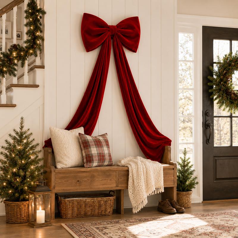 Oversized Velvet Christmas Bow