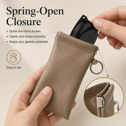 2PK Spring-Open Leather Eyeglass Pouch
