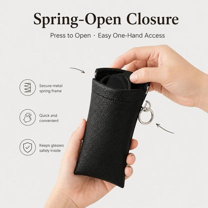 2PK Spring-Open Leather Eyeglass Pouch
