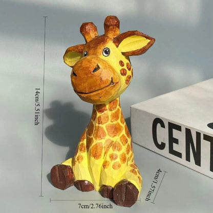 Hand-Carved Wooden Giraffe Figurine