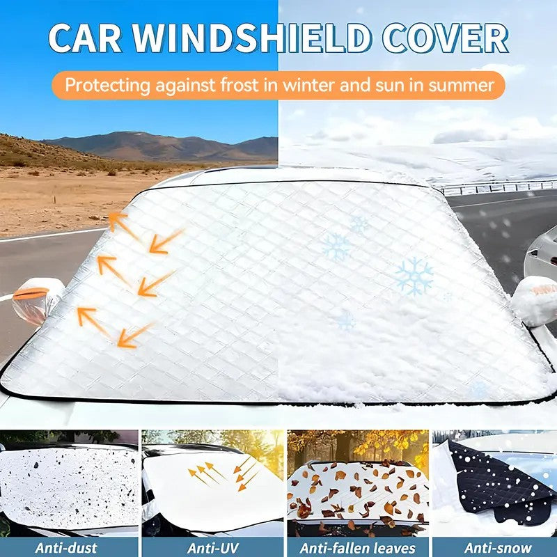 Quilted Windshield Snow Cover with Side Mirror Pockets