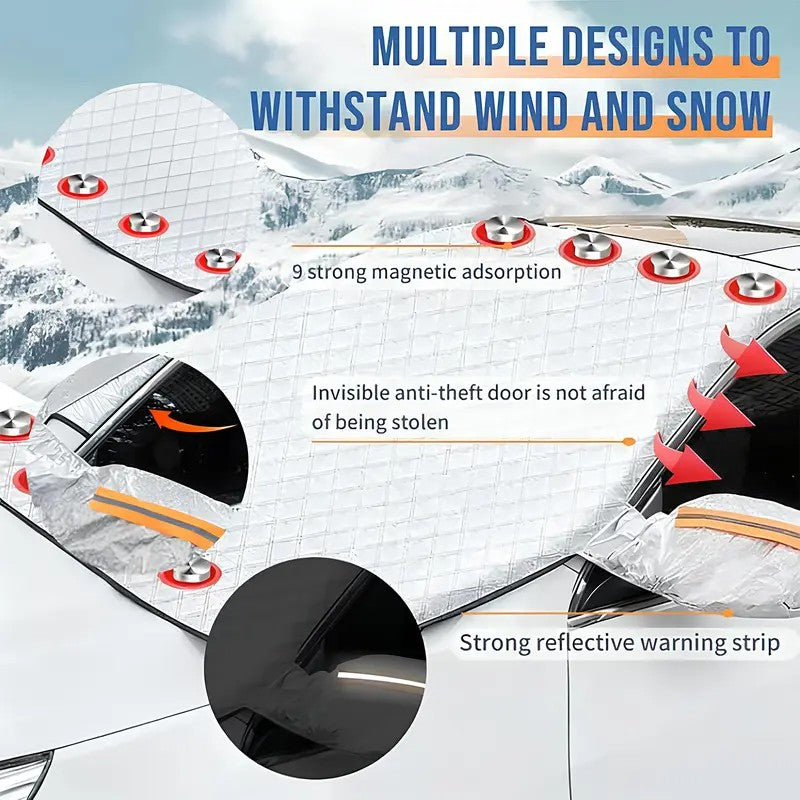 Quilted Windshield Snow Cover with Side Mirror Pockets