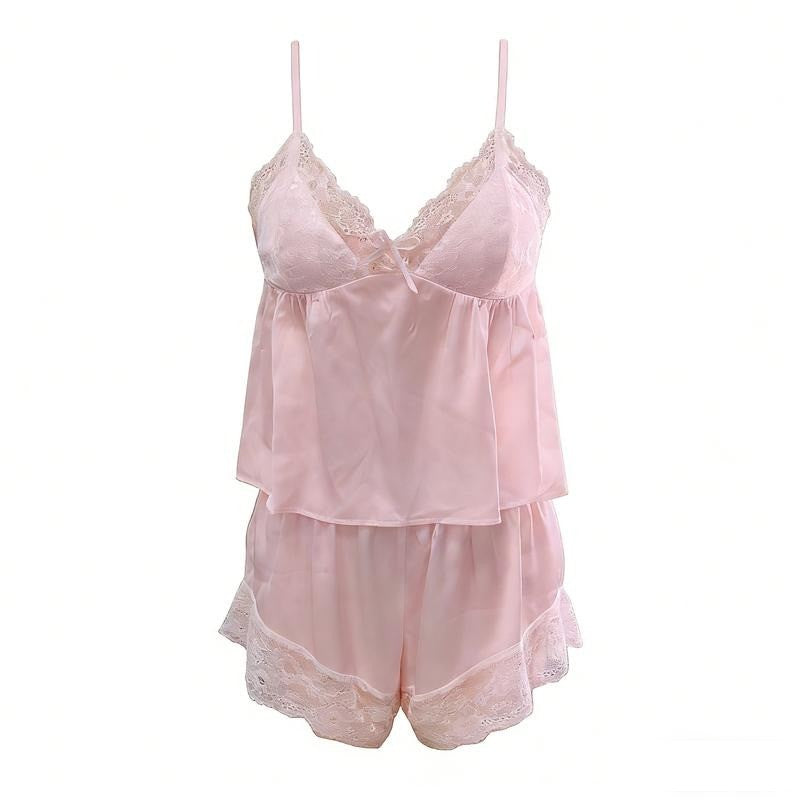 Lace Silk Pajama Cami Set