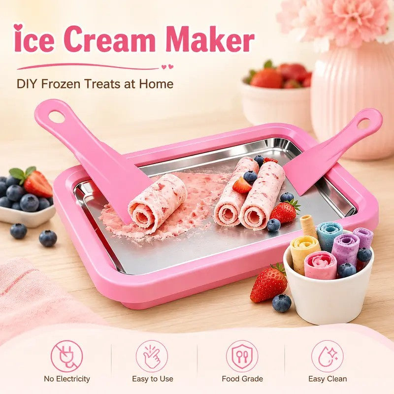 DIY Stainless Steel Rolled Ice Maker Pan with Scrapers