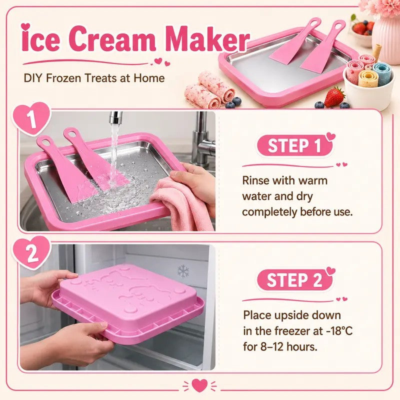 DIY Stainless Steel Rolled Ice Maker Pan with Scrapers