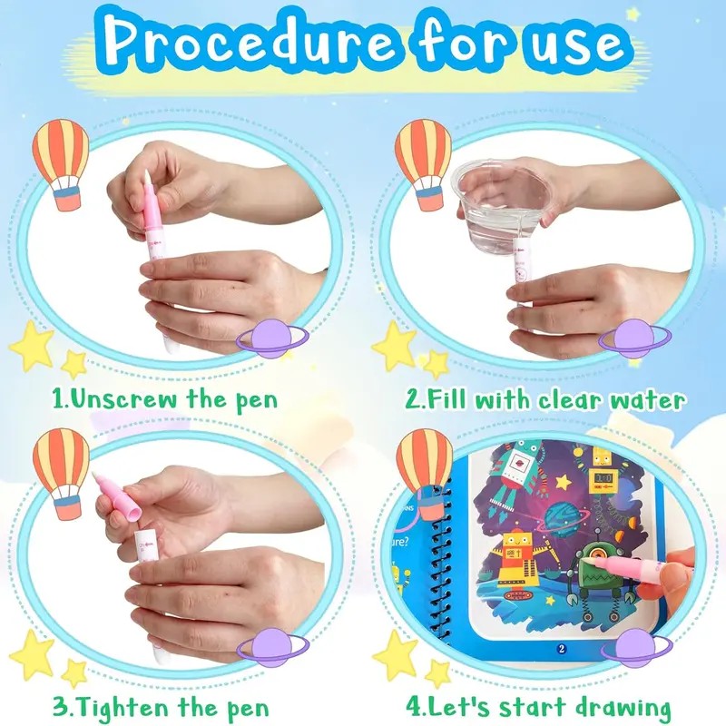 Reusable Magic Water Drawing Book Set