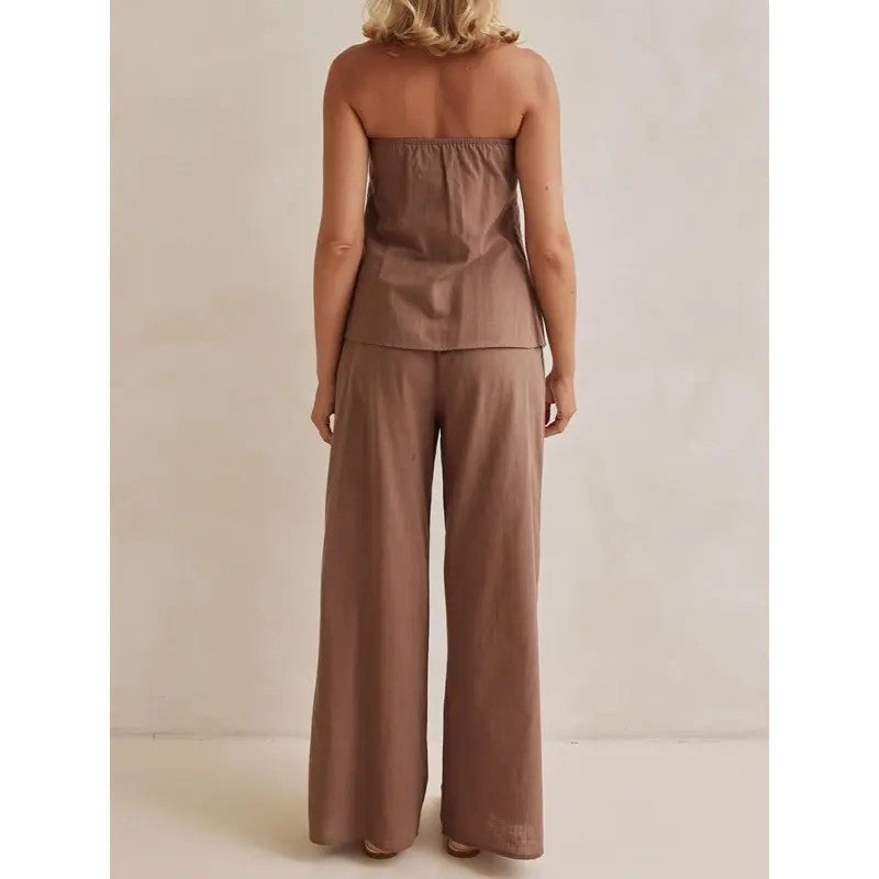 2PC Rust Pleated Tube Top Set