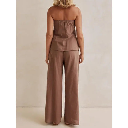 2PC Rust Pleated Tube Top Set