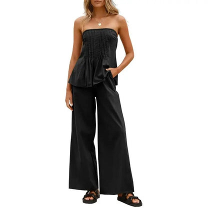2PC Rust Pleated Tube Top Set