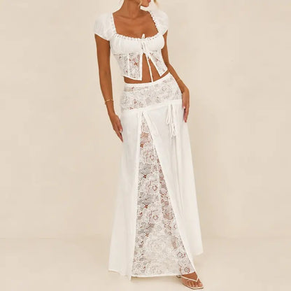 White Lace 2-Piece Maxi Set