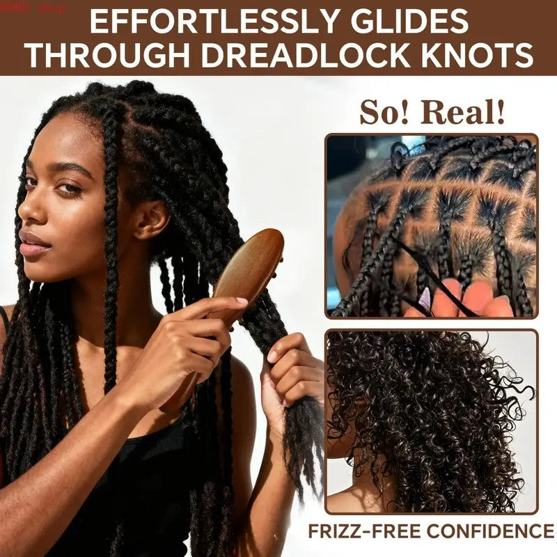 Wooden Loc Hair Comb with Round Pins