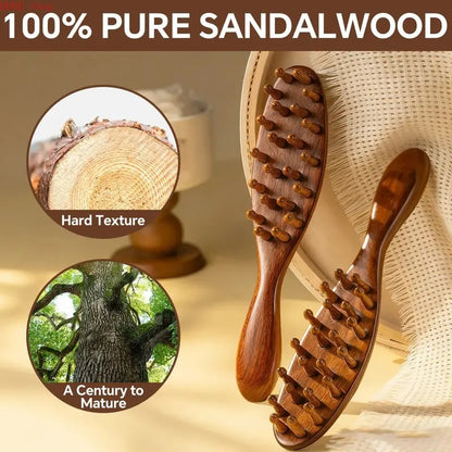 Wooden Loc Hair Comb with Round Pins
