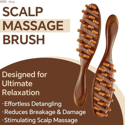 Wooden Loc Hair Comb with Round Pins