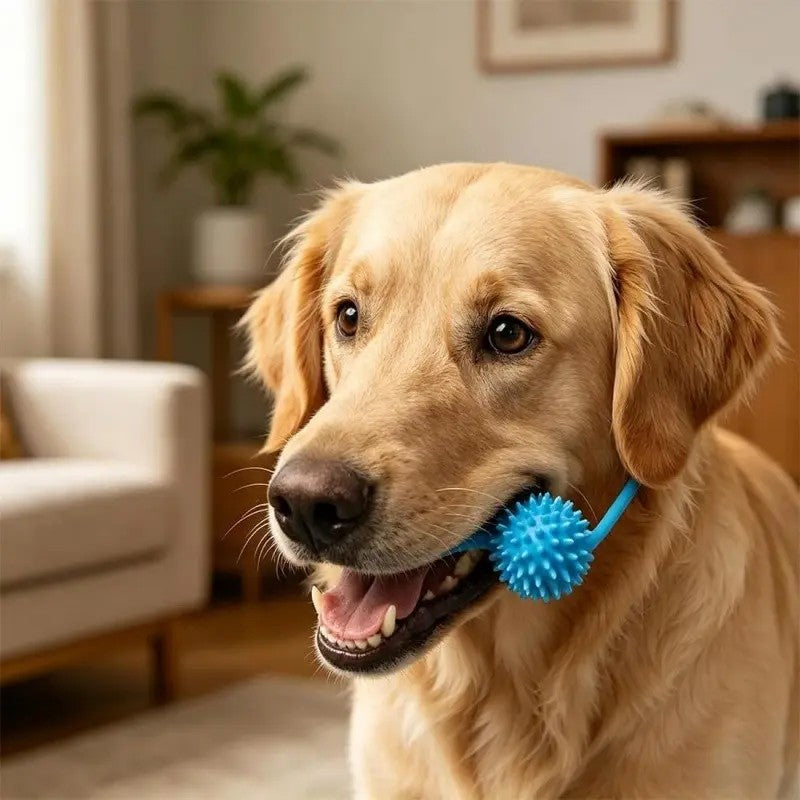 2PC Rubber Dog Dental Chew Toy with Rope