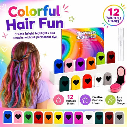 12PC Heart Temporary Hair Chalk Set
