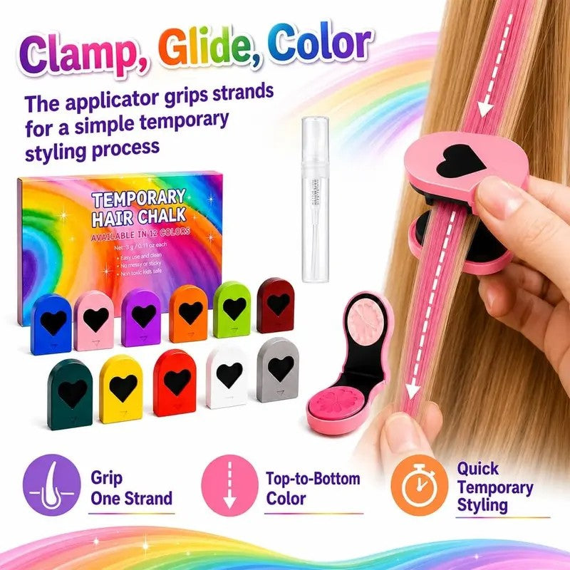 12PC Heart Temporary Hair Chalk Set