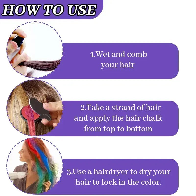 12PC Heart Temporary Hair Chalk Set