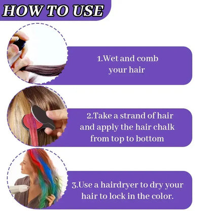 12PC Heart Temporary Hair Chalk Set